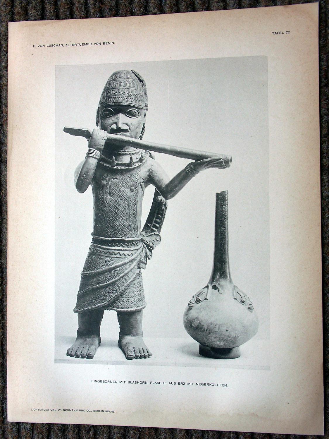 zz-lusc19,tafel 072 benin nigeria,bronze-figur mit trompete